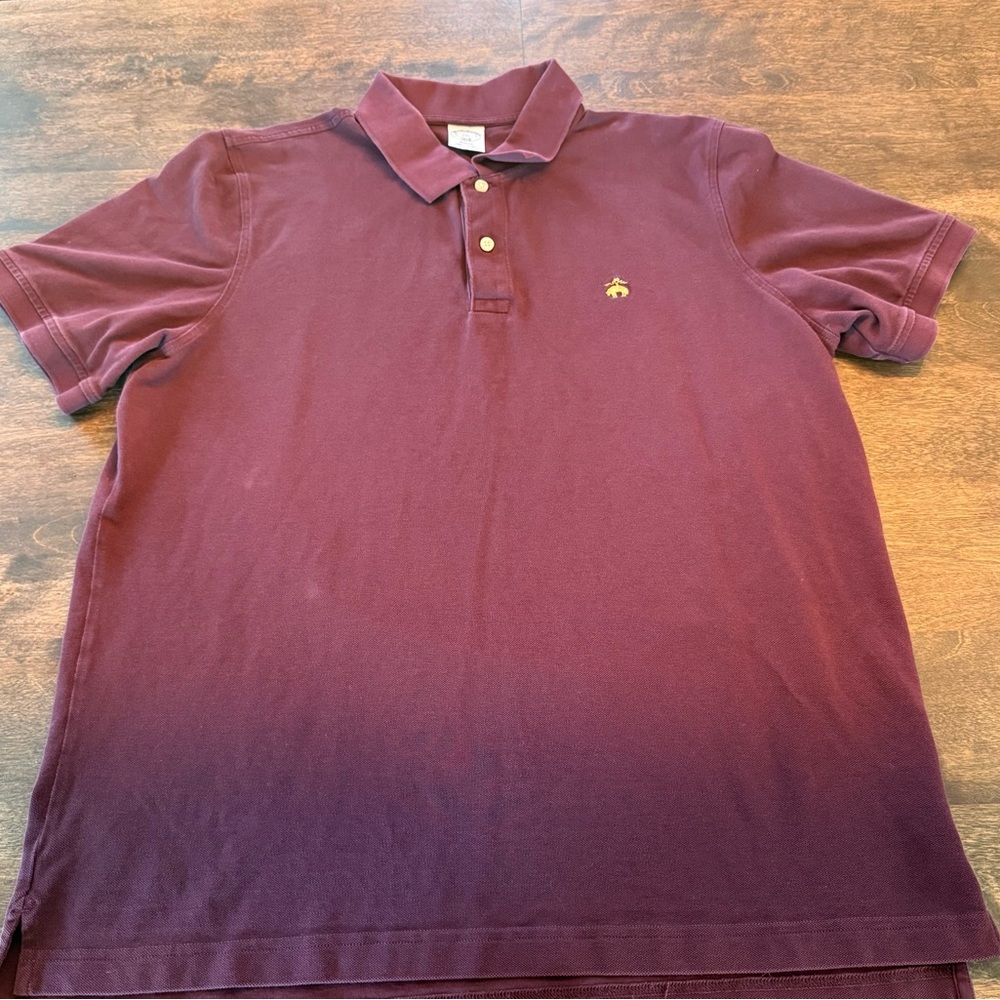 Brooks Brothers Men's Polo Slim Fit Shirt in Burgundy with Gold Logo